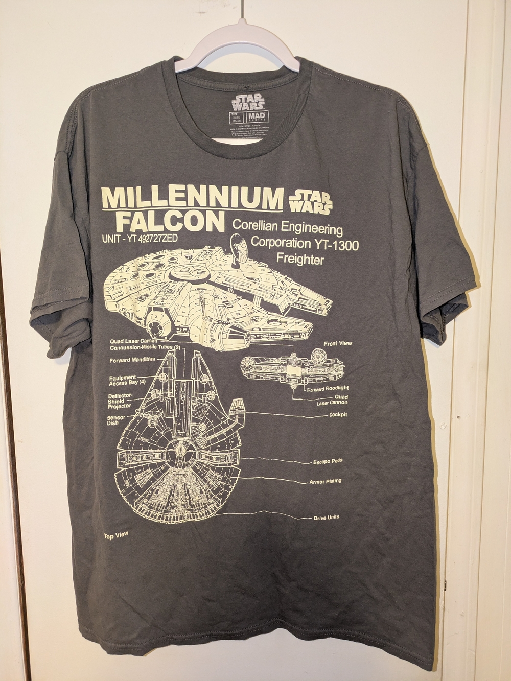 Star Wars Millennium Falcon Schematic Tee - Gray & Cream